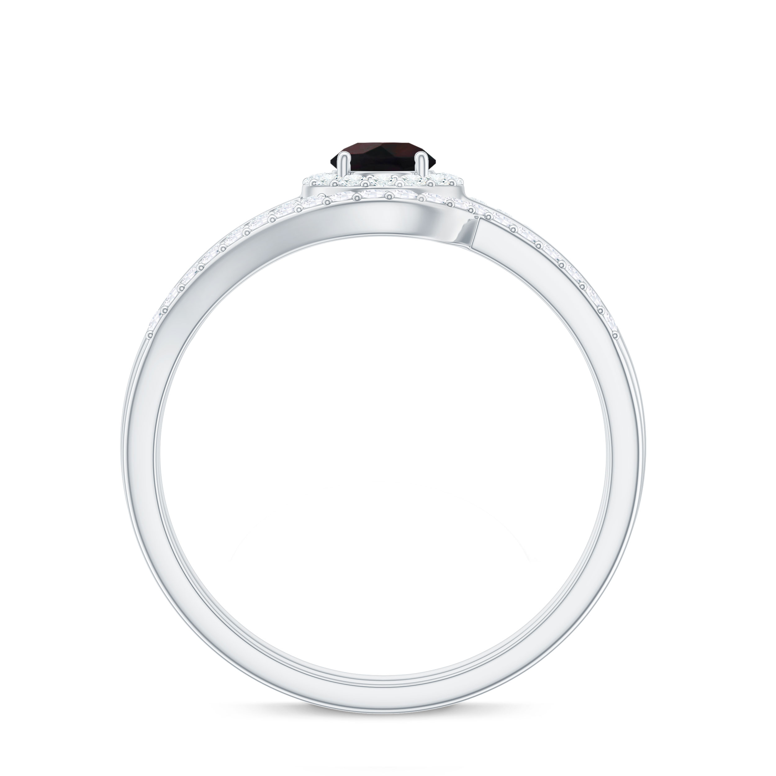 Natural Black Opal Ring Set with Diamond for Women (AAA Quality), 925 Sterling Silver, US 4.00