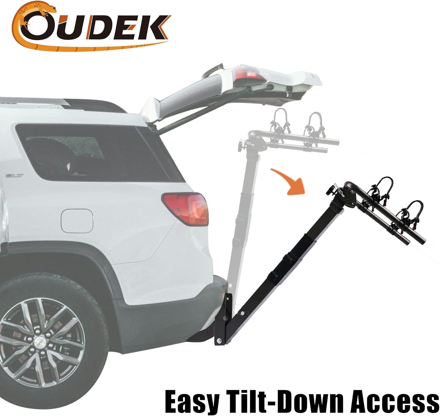 OUDEK 2-Bike Rack Bicycle Hitch Mount Carrier Rack for Cars, Trucks, SUV and Minivans Foldable Bike Rack with a 2" Hitch Receiver (Strengthen)