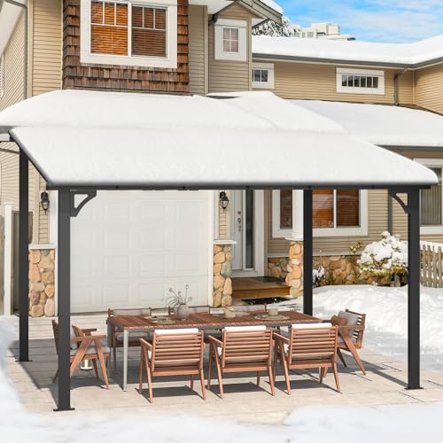 AECOJOY 10&rsquo; x 10&rsquo; Gazebo, Wall Mounted Gazebos Pergola on Clearance, Outdoor Patio Lean to Gazebo Awnings for Deck, Porch