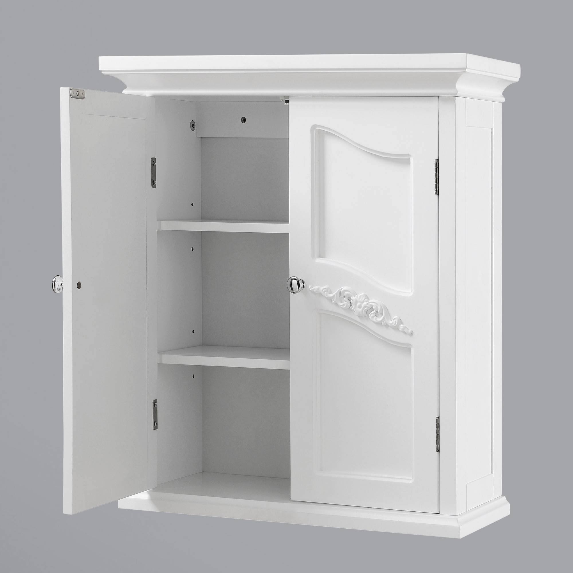 Teamson Home Versailles Wall Mount Storage Cabinet with Double Doors White - Elegant Home Fashions