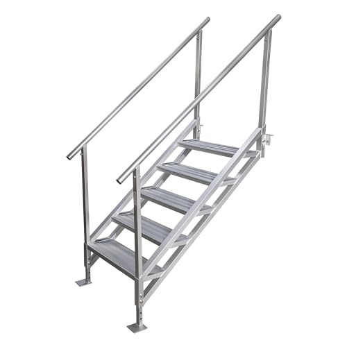 Extreme Max 3005.4333 Jumbo-Tread Universal Mount Dock Stairs with Railing - 5-Step