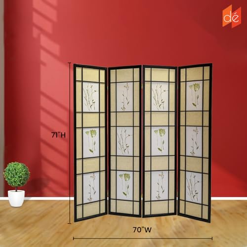 Legacy Decor 3 Panels Room Divider - Portable & Foldable Freestanding Room Privacy Screen - 71” Tall Botanical Floral Dressing Screen
