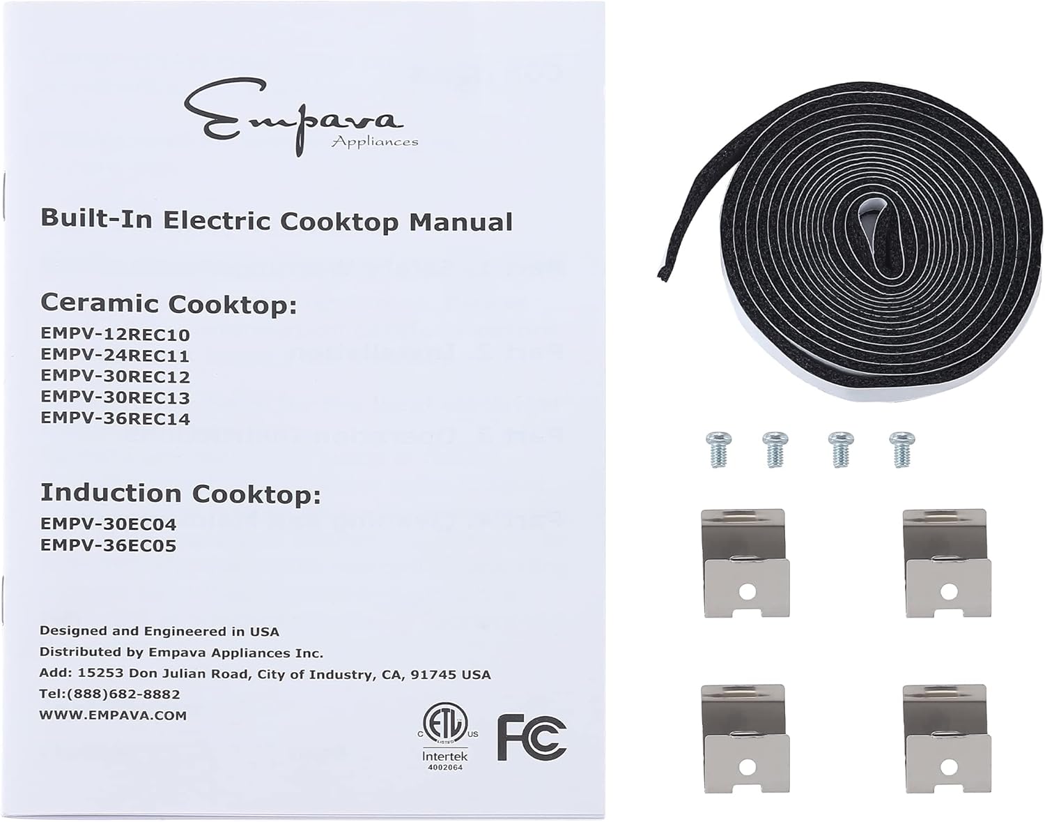 Empava 30 inch Electric Cooktop Built in Radiant Stove 4 Burners Including Dual Zone Element All Kinds of Cookware, ETL Certified,240V Hard Wired