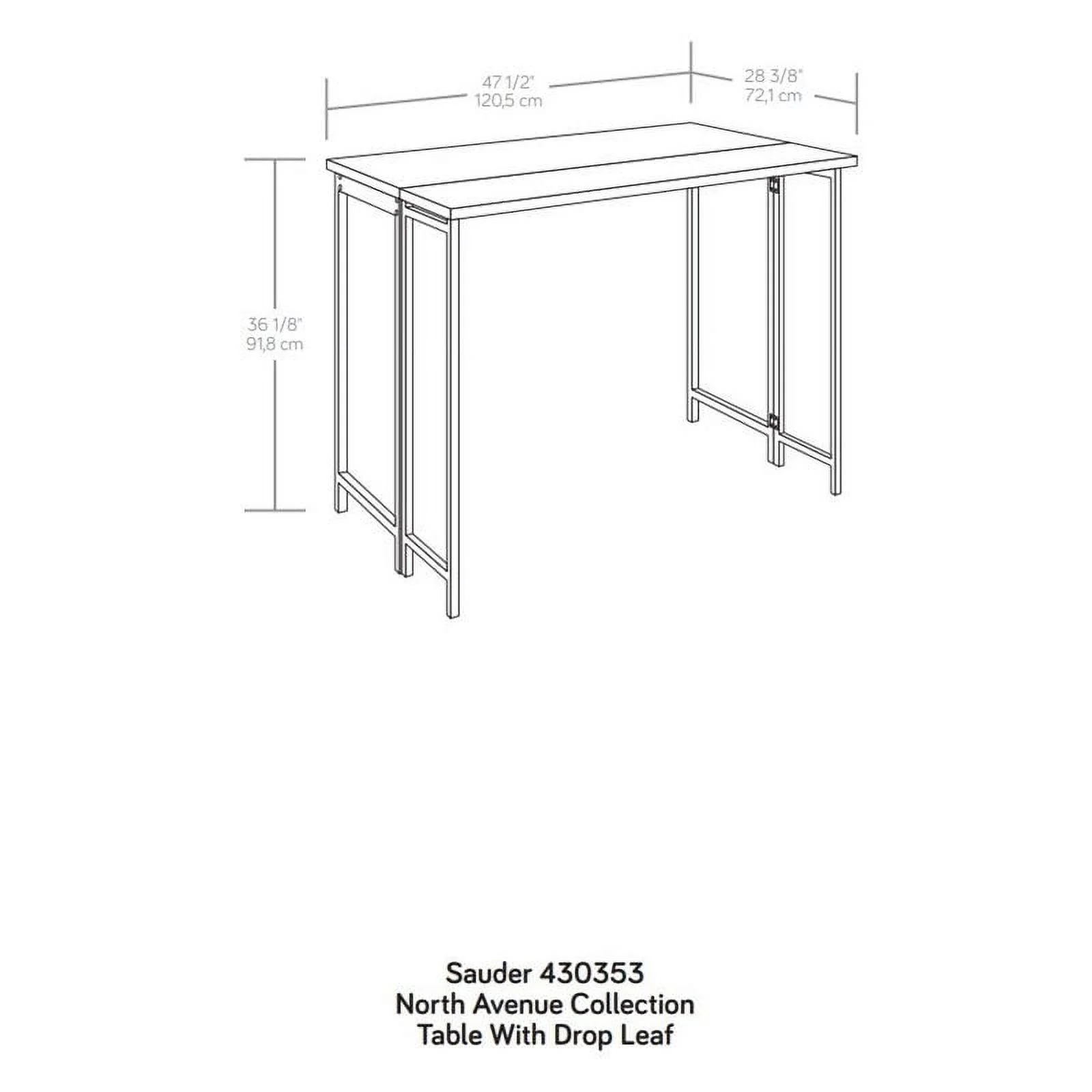 Sauder North Avenue Engineered Wood Table with Drop Leaf in Sindoori Mango/Brown