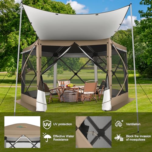 COBIZI 12x12ft Pop up Gazebo Screen Tent Screen House for Camping, Camping Outdoor Screened Gazebo, Canopy Tent