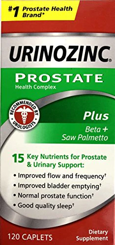 Urinozinc Prostate Plus, Saw Palmetto & Beta Sitosterol Supplement for Men, Reduce Frequent Urination (2 Month Supply, 120 Count)