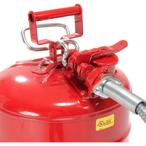 Justrite 5 Gallon Red Safety Can Type II AccuFlow 5/8x22 Hose 7250120