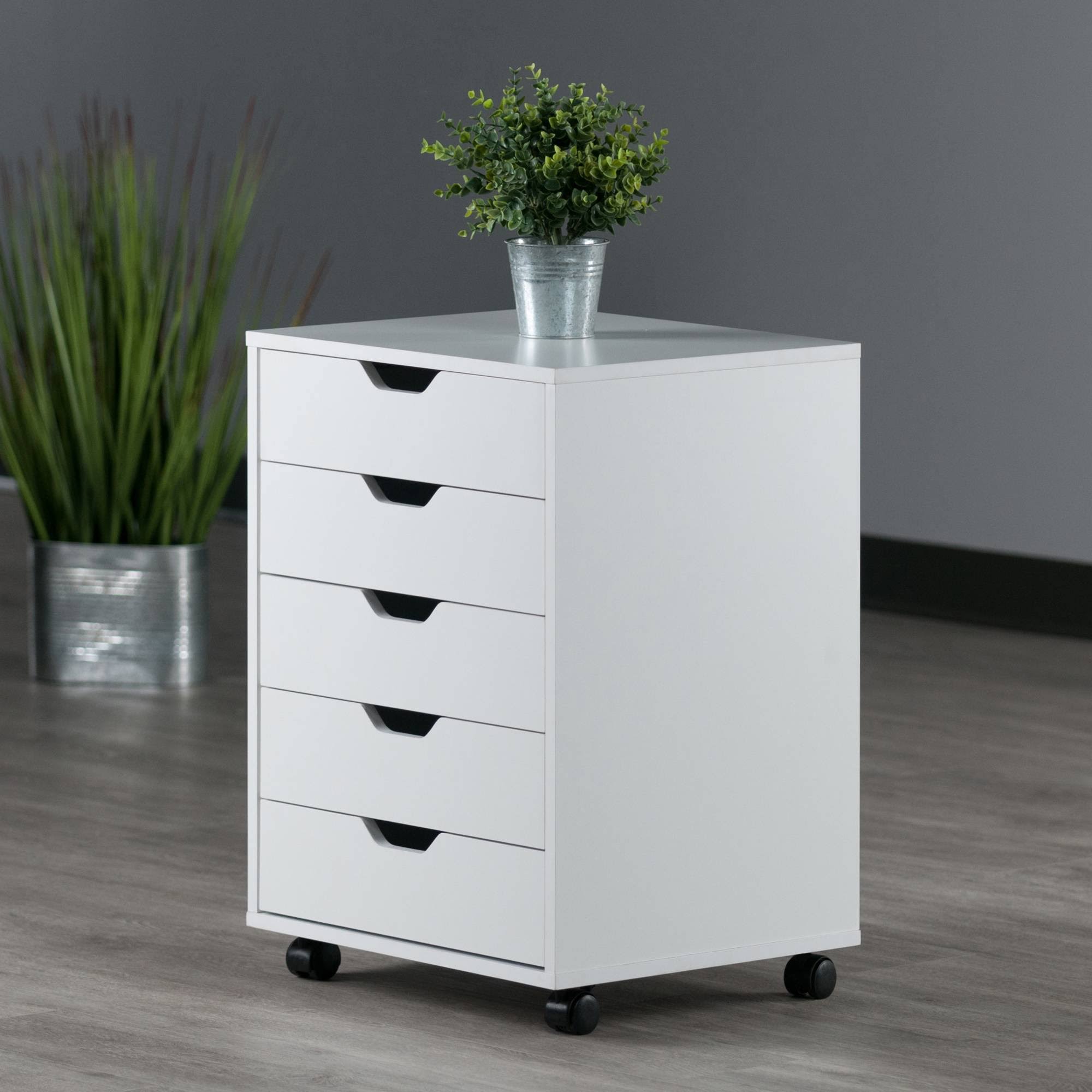 Winsome Halifax 5-Drawer Composite Wood Cabinet, White