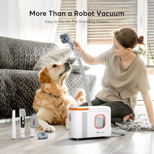 D20S Max+ Robot Vacuum and Mop, 6000Pa Suction for Pet Hair, with Self-Emptying Dock and Pet Grooming Parts, 10 Weeks Hands-Free Cleaning