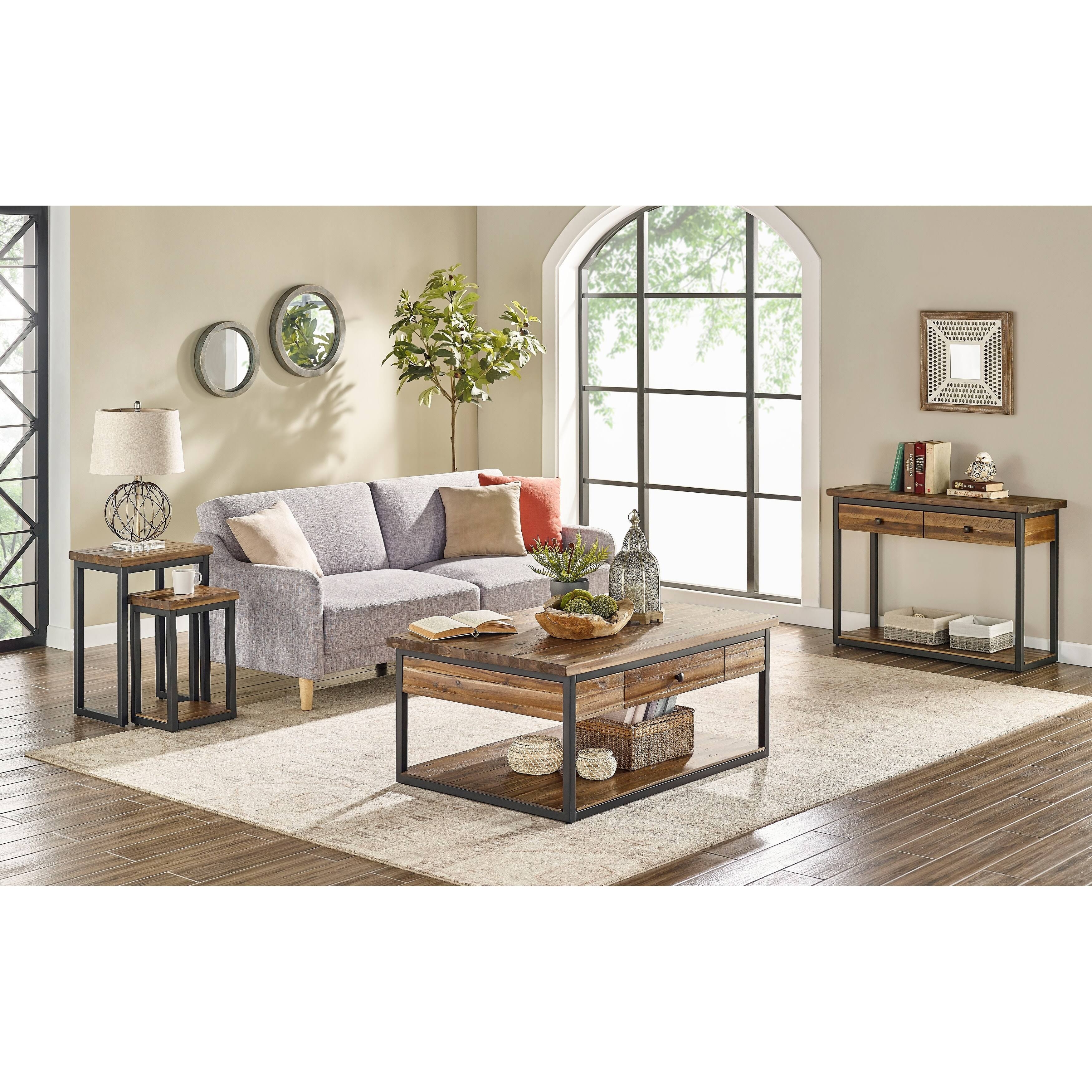 Carbon Loft Ciaravino Rustic Wood Nesting End Tables (Set of 2)