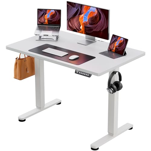 ErGear Height Adjustable Electric Standing Desk, 48 x 24 Inches Sit Stand up Desk, Memory Computer Home Office Desk with Two-Piece Desktop (Walnut)