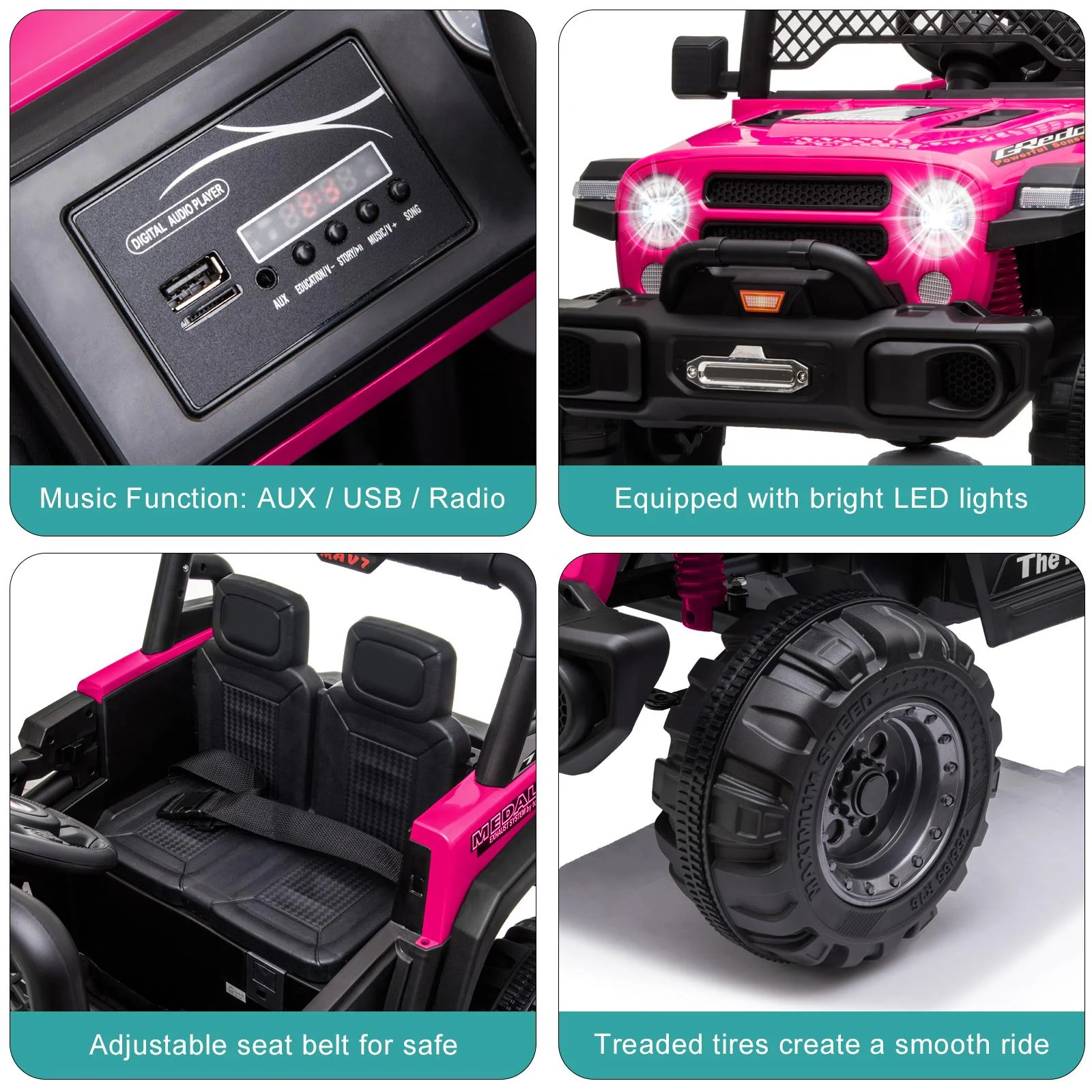Ktaxon Ride on Truck, Dual Drive Electric 12V Battery Powered Kids Toddler Motorized Off-Road Vehicles Toy Car, Rose Red