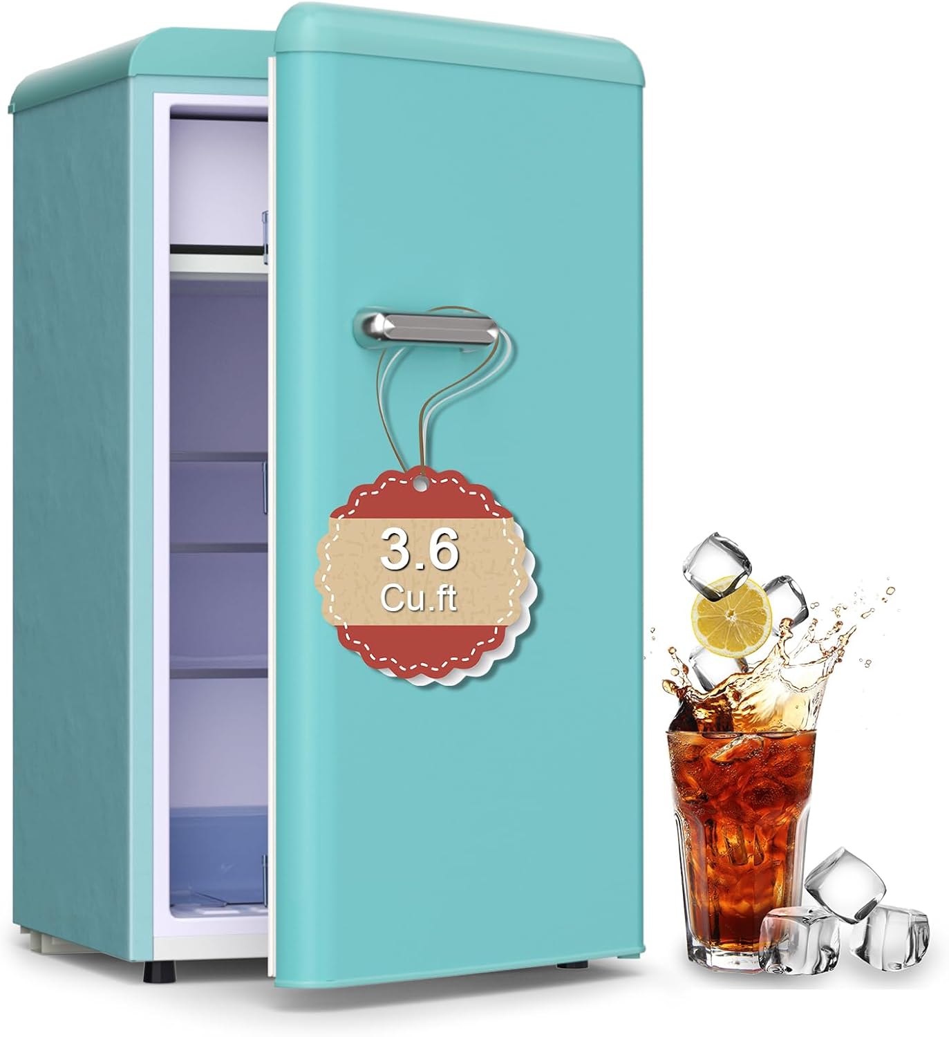 Retro Mini Fridge with Freezer, Compact Refrigerator for Bedroom with Freezer