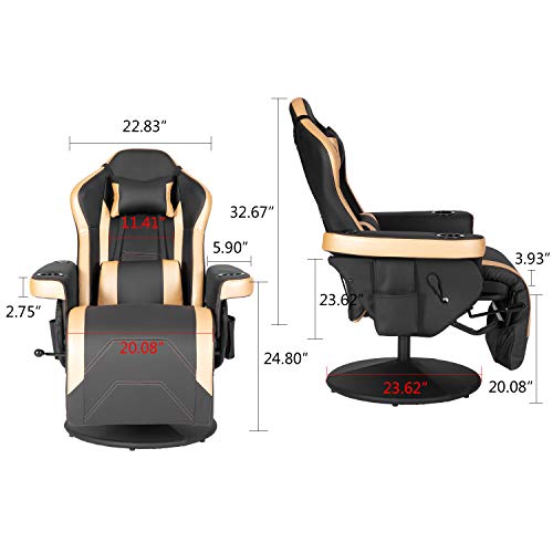 Modern-Depo Gaming Recliner Chair with Speakers, Massage, High Back, Cupholder, Headrest, Lumbar Support