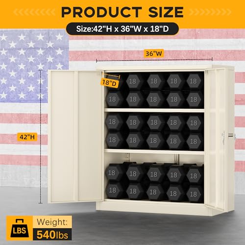 Greenvelly Metal Storage Cabinet, 72" Black Locking Storage Cabinets with Doors and 4 Shelves, Metal Cabinet for Garage Home Office, Classroom