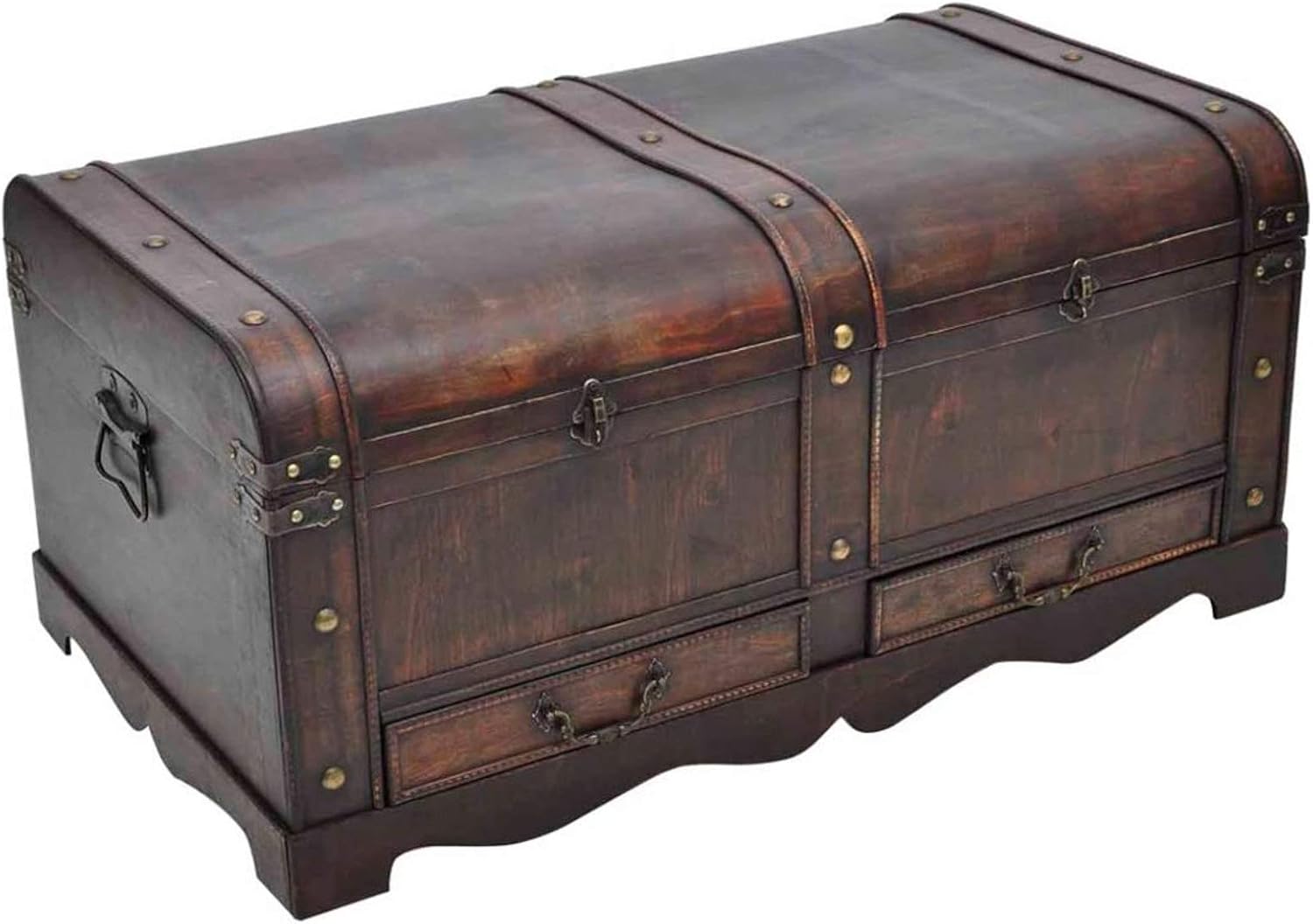 Extaum Vintage Style Storage Box, Trunk Cabinet, Wooden Treasure Chest