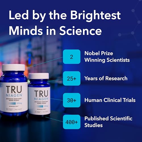 TRU NIAGEN Patented NAD+ Supplement for Anti Aging and Cell Regeneration, 300 mg Niagen, 90 Servings | Supports Cellular Energy, Brain
