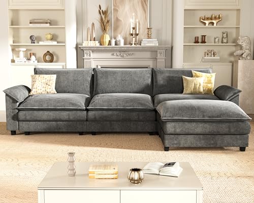Homall 119" Modular Sectional Sofa, L Shaped Sofa Couch with Reversible Ottoman, DIY Combination Chenille Deep 3-Seat Cloud Couch for Living Room