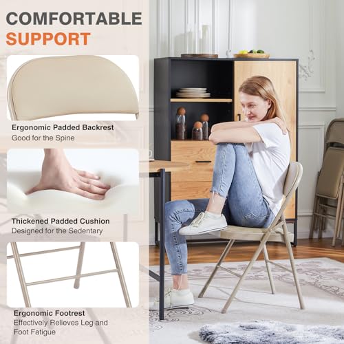 Sweetcrispy Folding Chair 12 Pack, Leather Padded Folding Chairs, Sturdy Metal Foldable Chairs, Easy to Use and Store, Outdoor and Indoor, for Home