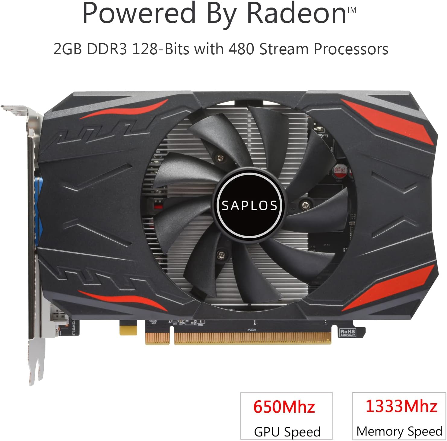 SAPLOS Radeon HD7670 Graphics Card,2GB,128bit, DDR3, HDMI/VGA/DVI,PCI Express 2.0 X16, 650MHz Core Frequency Desktop Gaming Video Card for PC