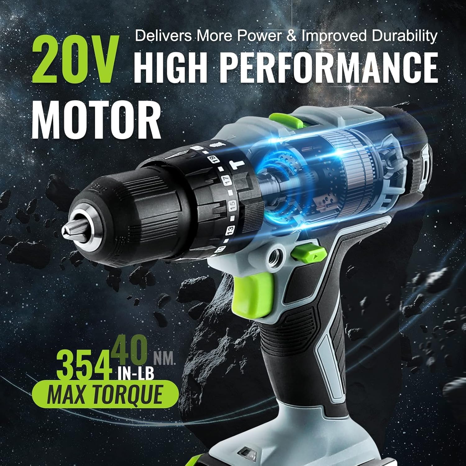 WORKPRO 20V Max Cordless Drill Driver Set, Electric Power Impact Drill Tool with 102 Pieces Accessories