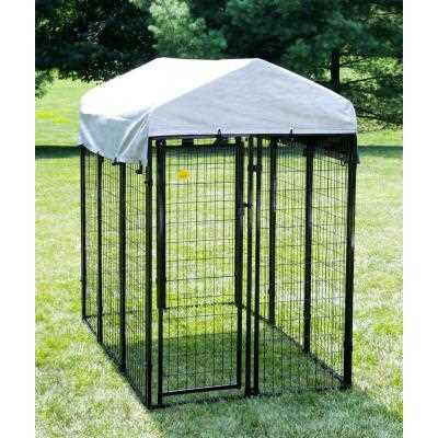 KennelMaster Vinyl Coated Welded Wire Boxed Dog Kennel, Black, 6-ft x 4-ft x 6-ft - Pet Supplies online store
