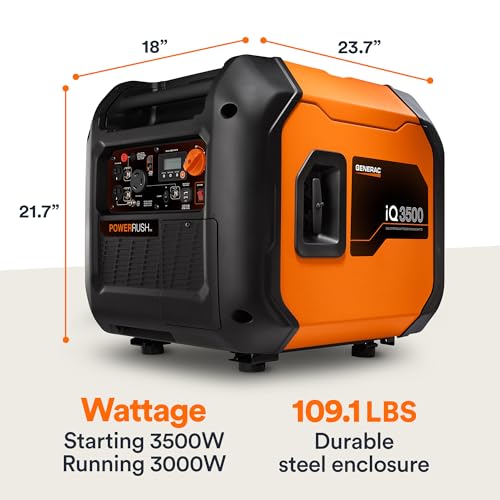 Generac 3,300-Watt Gas-Powered Portable Inverter Generator - Lightweight Design - USB Ports for Mobile Device Charging - COsense Technology