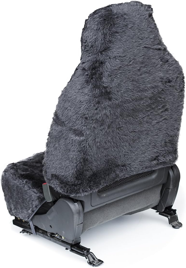 OxGord Sheepskin Seat Covers (Single Bucket) Wool Sheep Skin Shearling Car Accessories Best for Front Bucket Auto Seats Cover on Cars Truck SUV Van