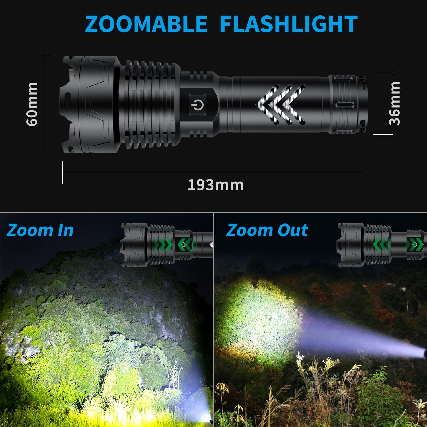 Rechargeable Led Flashlights High Lumens - Brightest 120000 Lumens Tactical Flashlight,High Powered LED Flashlight
