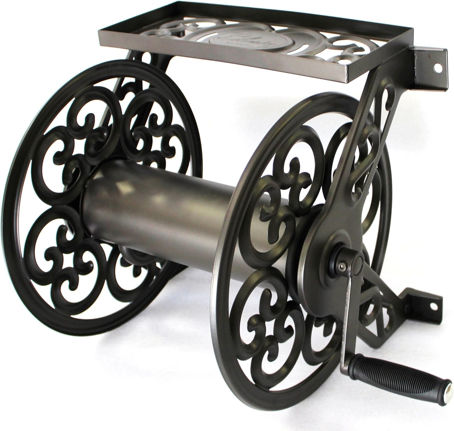 Liberty Garden Products 708 Steel Decorative Wall Mount Garden Hose Reel, Holds 125-Feet of 5/8-Inch Hose - Bronze