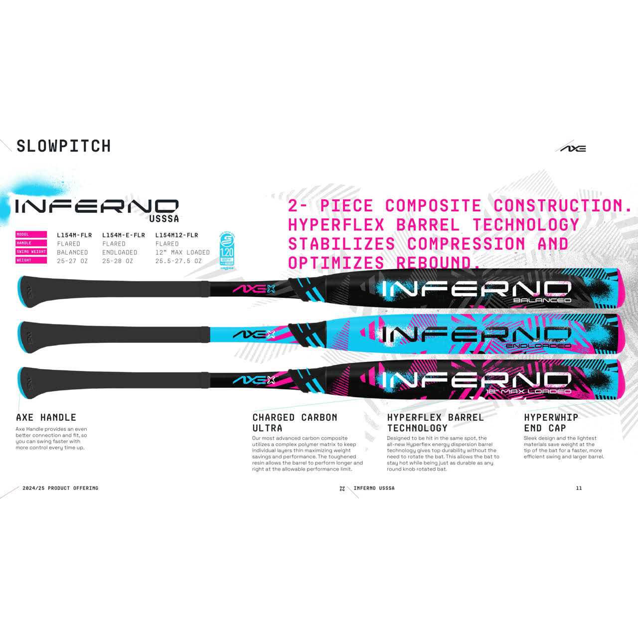 2024 Axe Inferno Flared 13 End Loaded USSSA Slowpitch Softball Bat - Sports Supplies Online Store