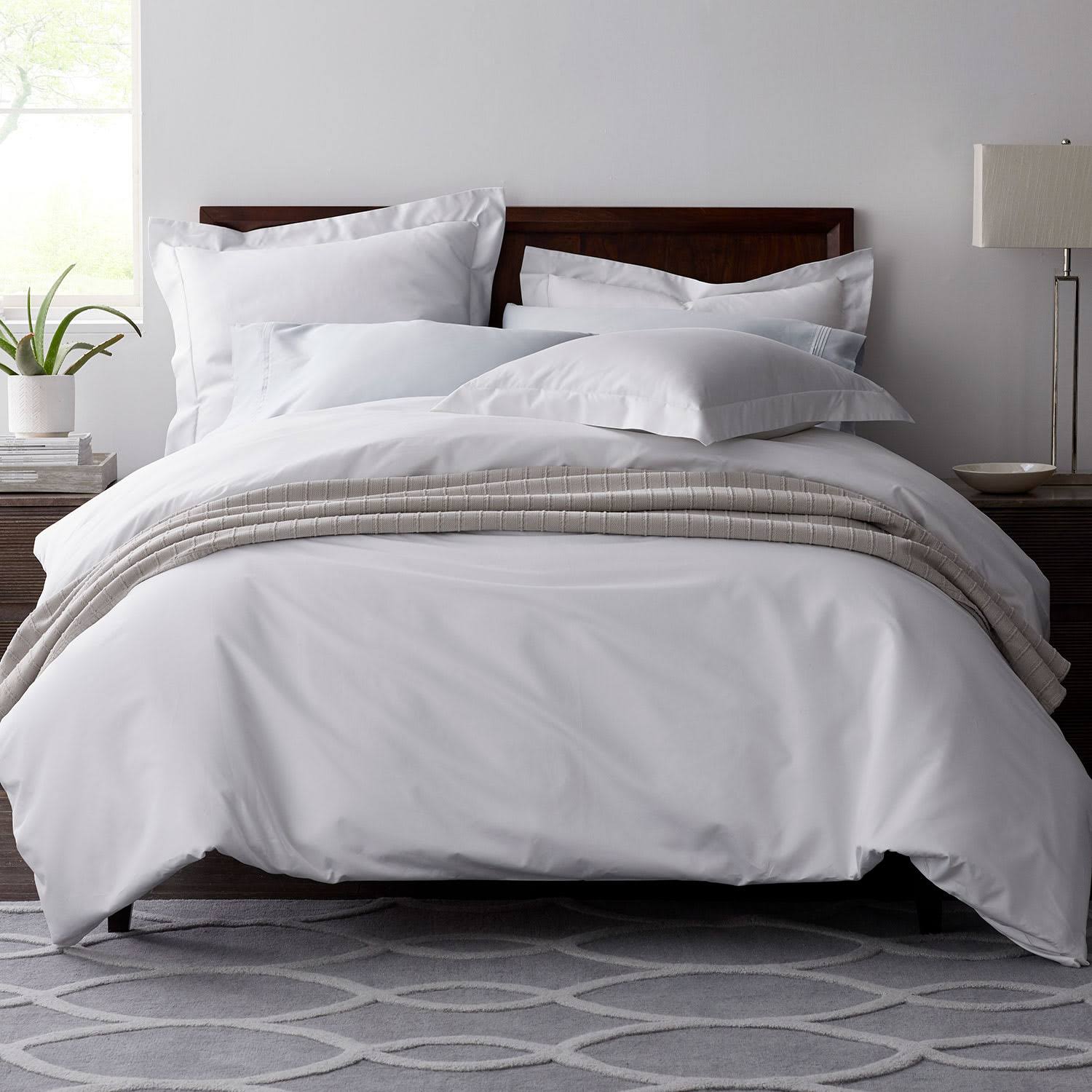 The Company Store Legends Pearl Gray Solid Egyptian Cotton Sateen Oversized Queen Duvet Cover