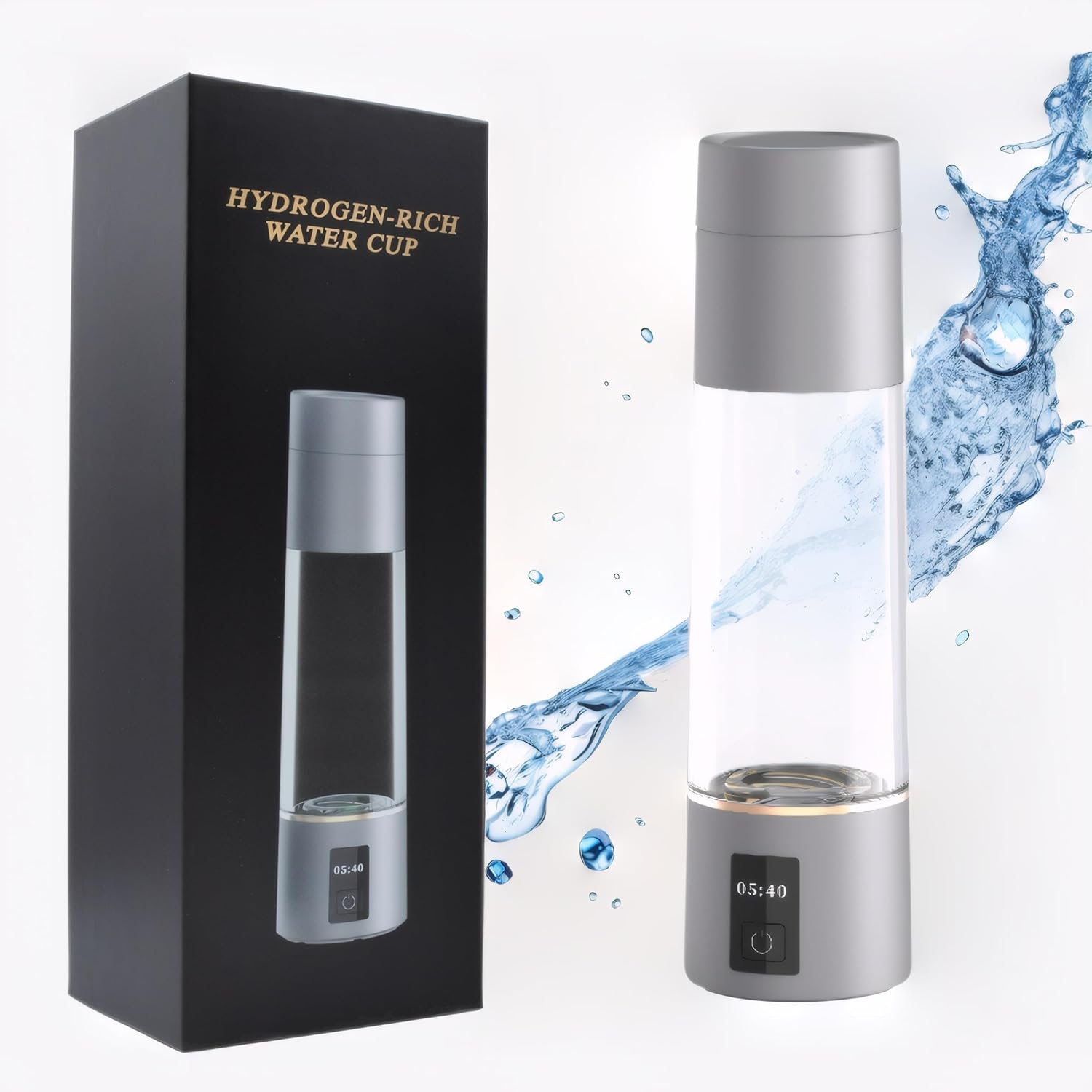 Hydrogen Water Bottle,Generates Real 4000ppb Pure Hydrogen Rich Concentration Ionized Alkaline Water Generator