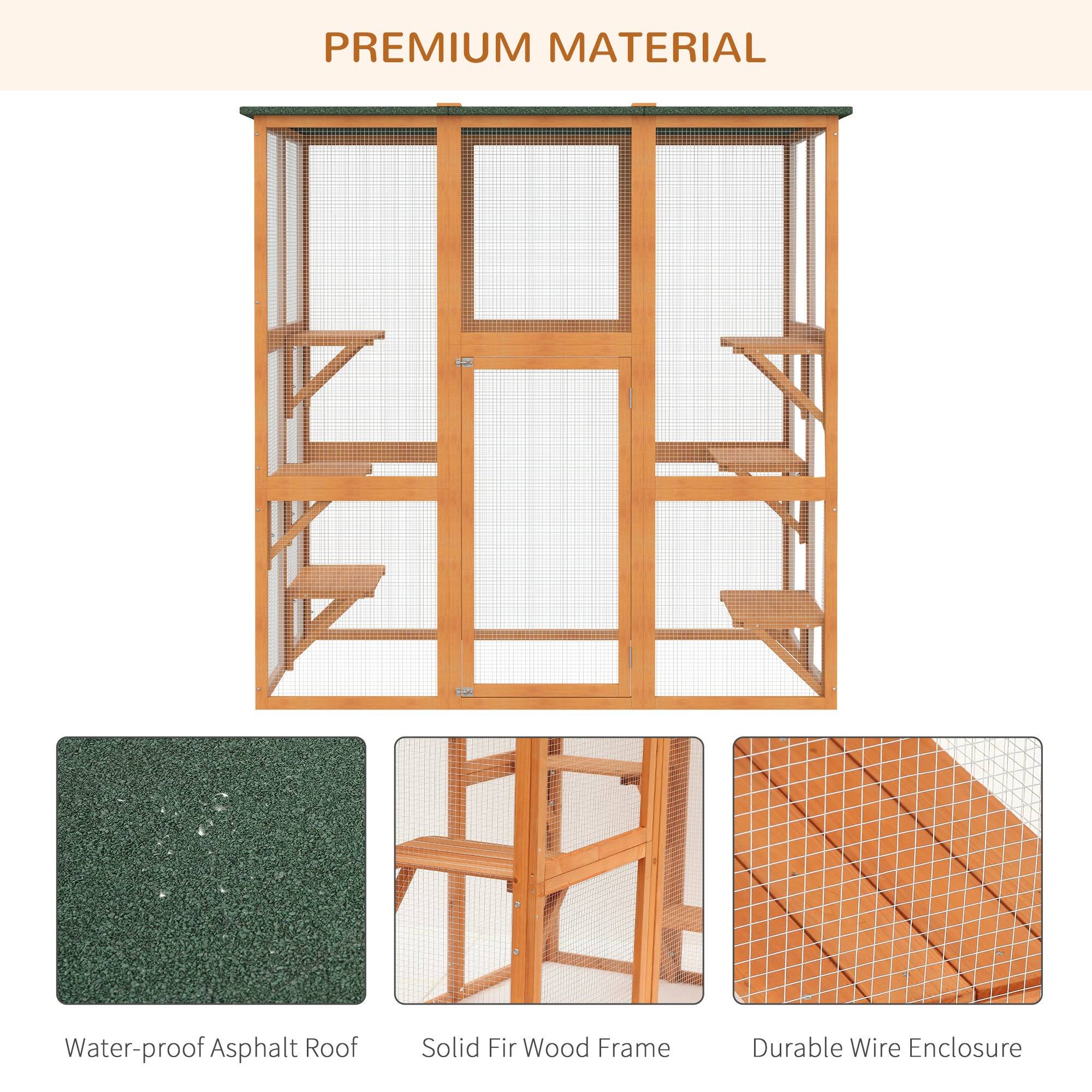 Pawhut Large Tall Wooden Safe Outdoor Cat Enclosure Catio Cage Heavy