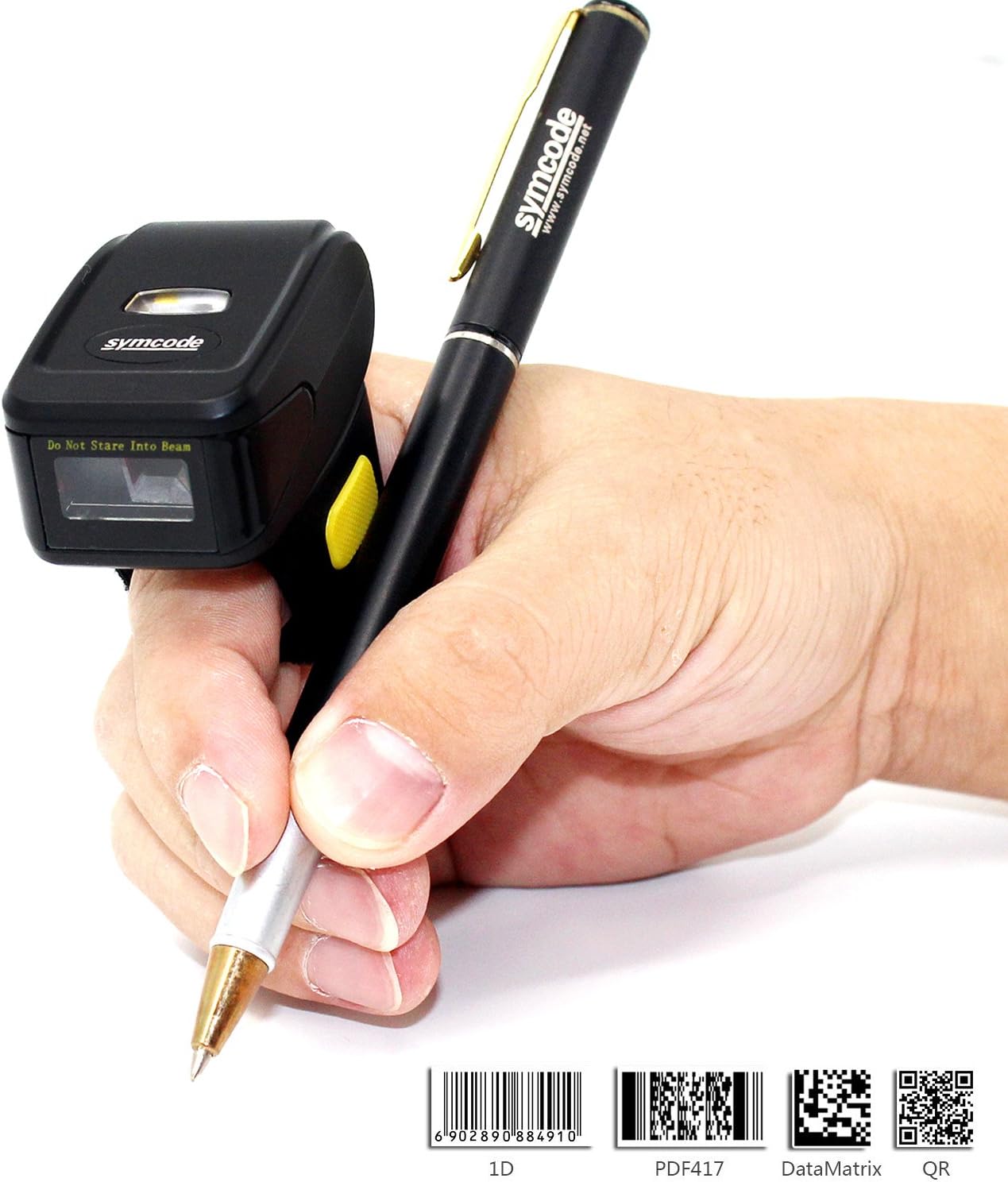 2D Bluetooth Ring Barcode Scanner,Symcode Wearable Wireless Finger Mini Bar Code Reader Scanner