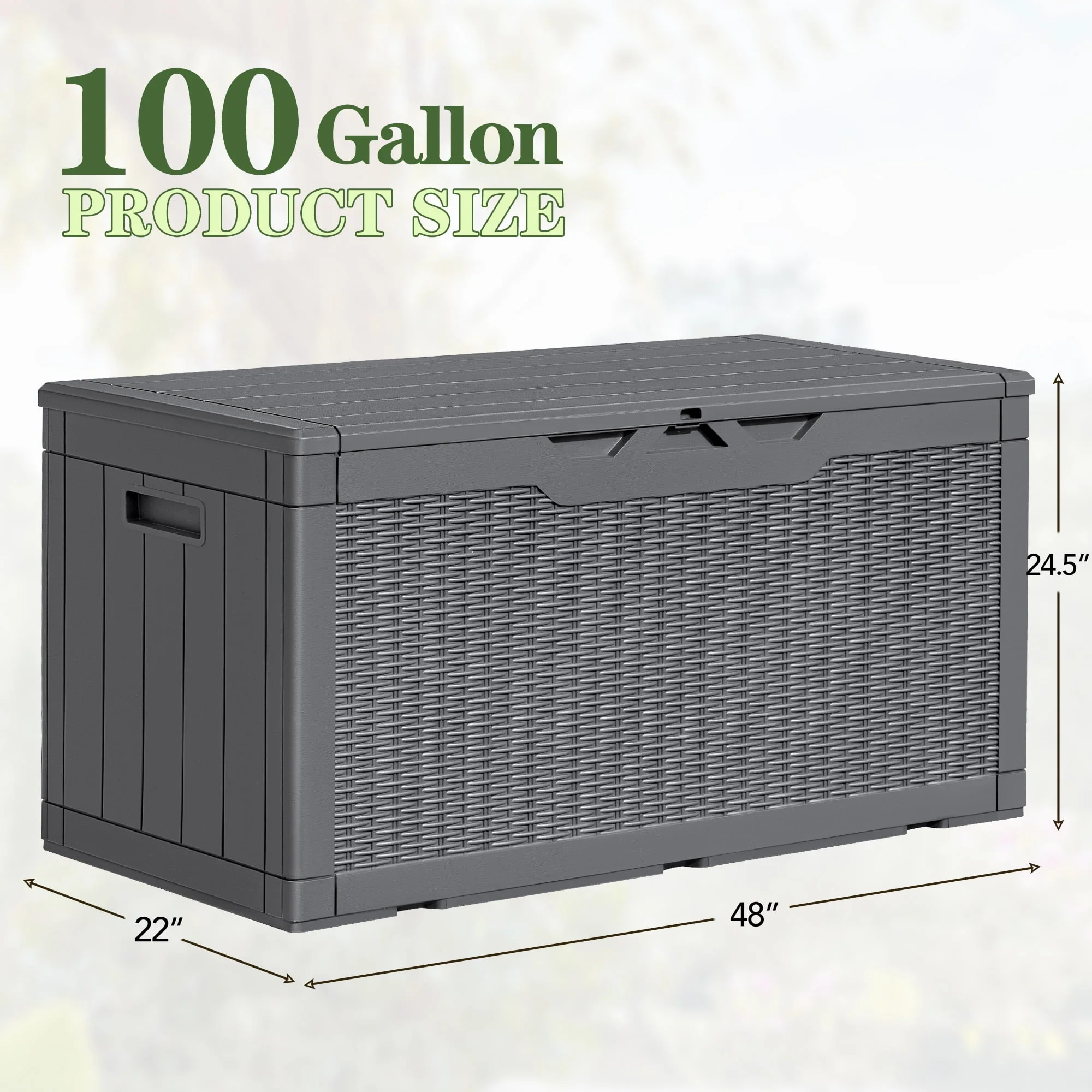 Homall 100 Gallon Outdoor Box Deck Plastic Resin Storage Box, Black