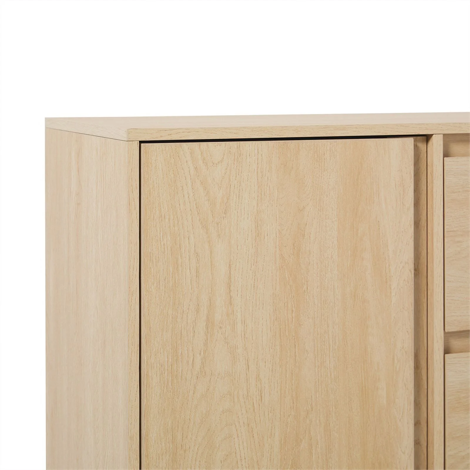 Pemberly Row Modern Beveled 2-Door 2-Drawer Wood Sideboard 63" - Coastal Oak