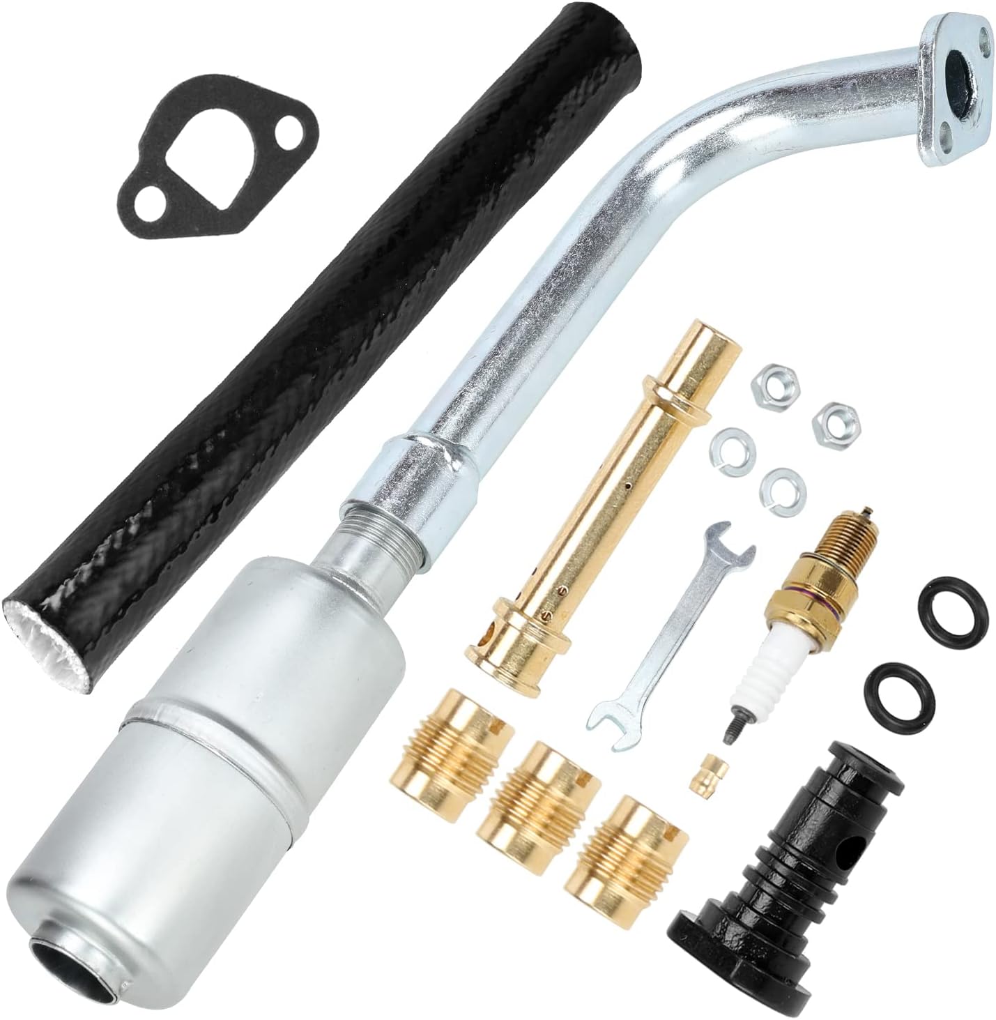 GREHUA Upgrade Exhaust Pipe Muffler Jet Kit with Heat Shield Protection for Non Hemi Predator 212cc 196cc 6.5hp GX160 GX200 Baja Warrior MB200 CT200U