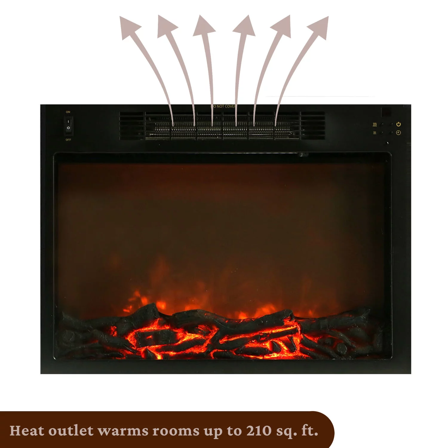 Cambridge Sienna 34" Freestanding White Mantel Electric Fireplace Heater with Realistic Flames & Log Insert | Fireplace Console Heater For Rooms up