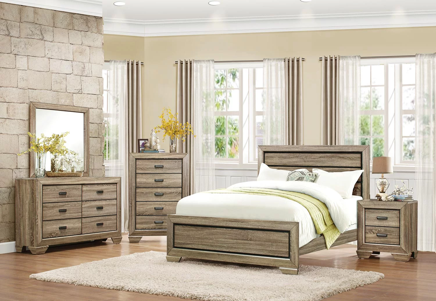 Bainbridge Natural 5 Piece Full Bedroom Set in Beechwood