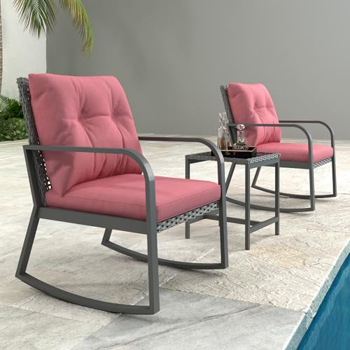 3 Piece Rocking Bistro Patio Set, Outdoor Rocking Chair