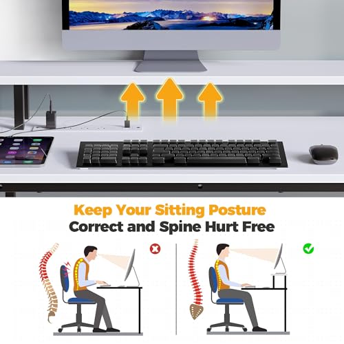 Rolanstar Computer Desk 56.7" with LED Lights and Power Outlets, Carbon Fiber Surface, Reversible L Shaped Gaming Desk with Monitor Stand