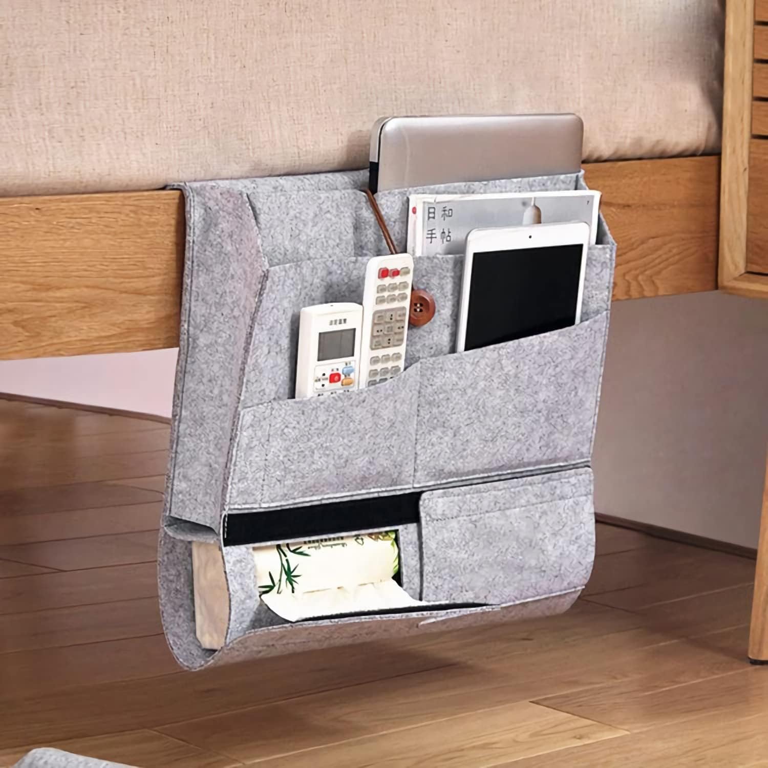 WYZHDQ Bedside Organizer Storage Caddy Hanging as Bunk Bed Storage Accessories Handrail Multi Pockets for Dorm Bunk Bed Shelf Pack of 2