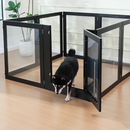Heavy Duty Clear Acrylic Dog Playpen, Transparent Pet Pen, Metal Frame Easy Assemble Kennel Enclosure, Ideal for Small to Medium Dogs, Cats