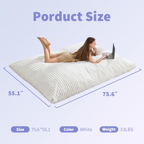Hobestluk 3 in 1 Bean Bag Chair Giant Bean Bag Chairs Convertible Bean Bag Floor Cushion with Machine Washable Cover