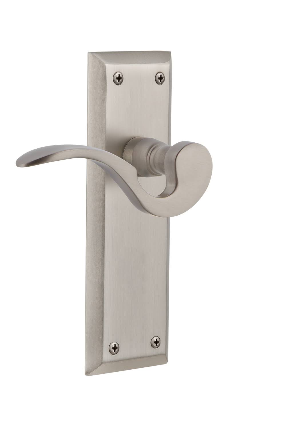 Nostalgic Warehouse NYKMAN_PRV_238_NK Manor Privacy Door Lever Set with New York Satin Nickel