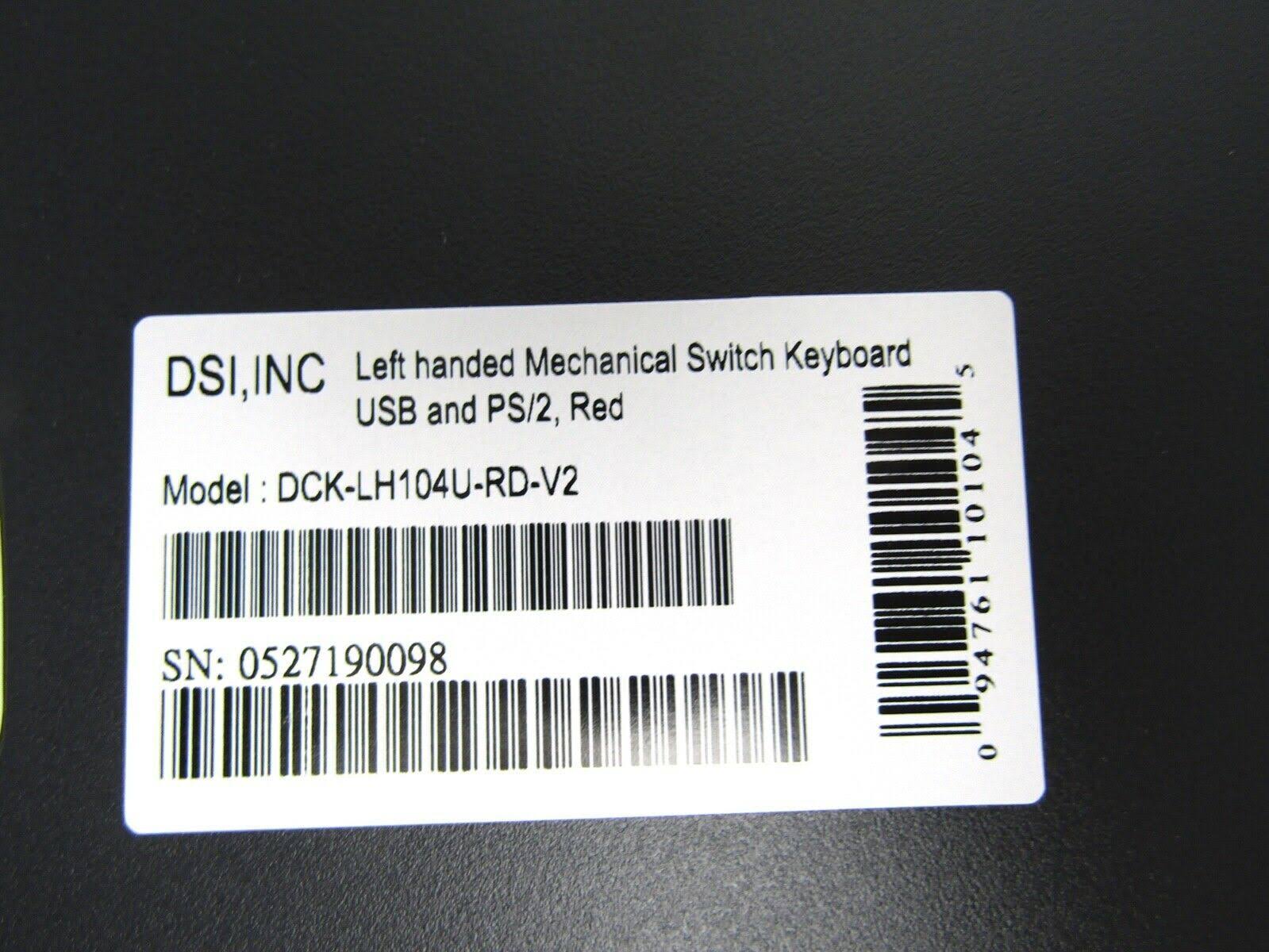 DSI Left Handed Wired Mechanical Keyboard with Cherry Red Switches
