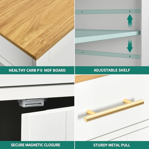 YITAHOME 53 inch Large Rolling Kitchen Island with Trash Can Storage Cabinet