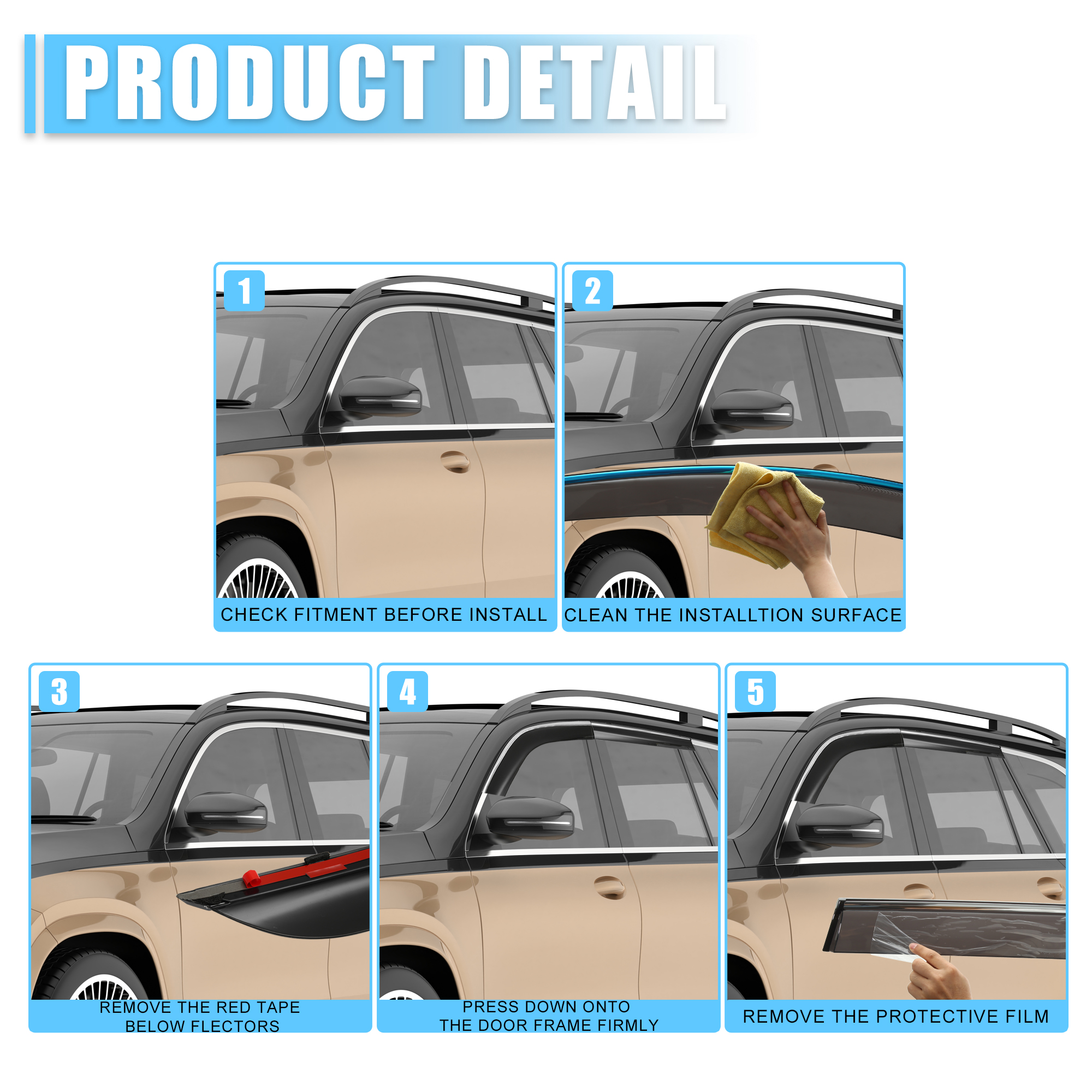Unique Bargains 1 Set Window Vent Visor Deflectors Rain Guards Fit for Honda HR-V 2016-2022 Black