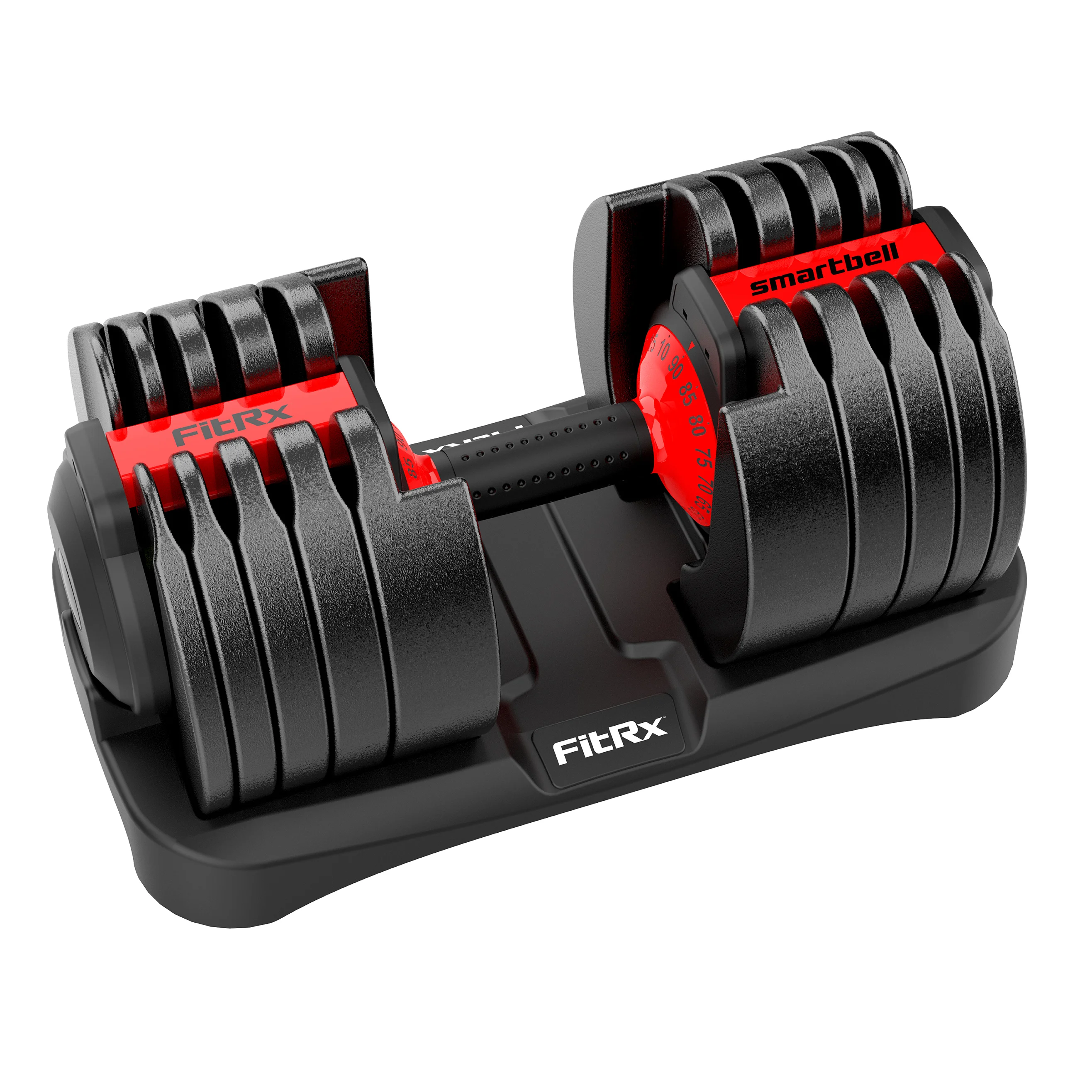FitRx SmartBell XL, Quick-Select Adjustable Dumbbell, 10-90 lbs. Weight, Black, Single